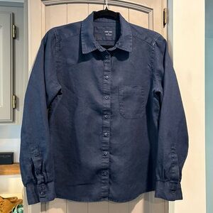Marks & Spencer Pure Linen Blouse, Suze 10, Navy, No Callouts